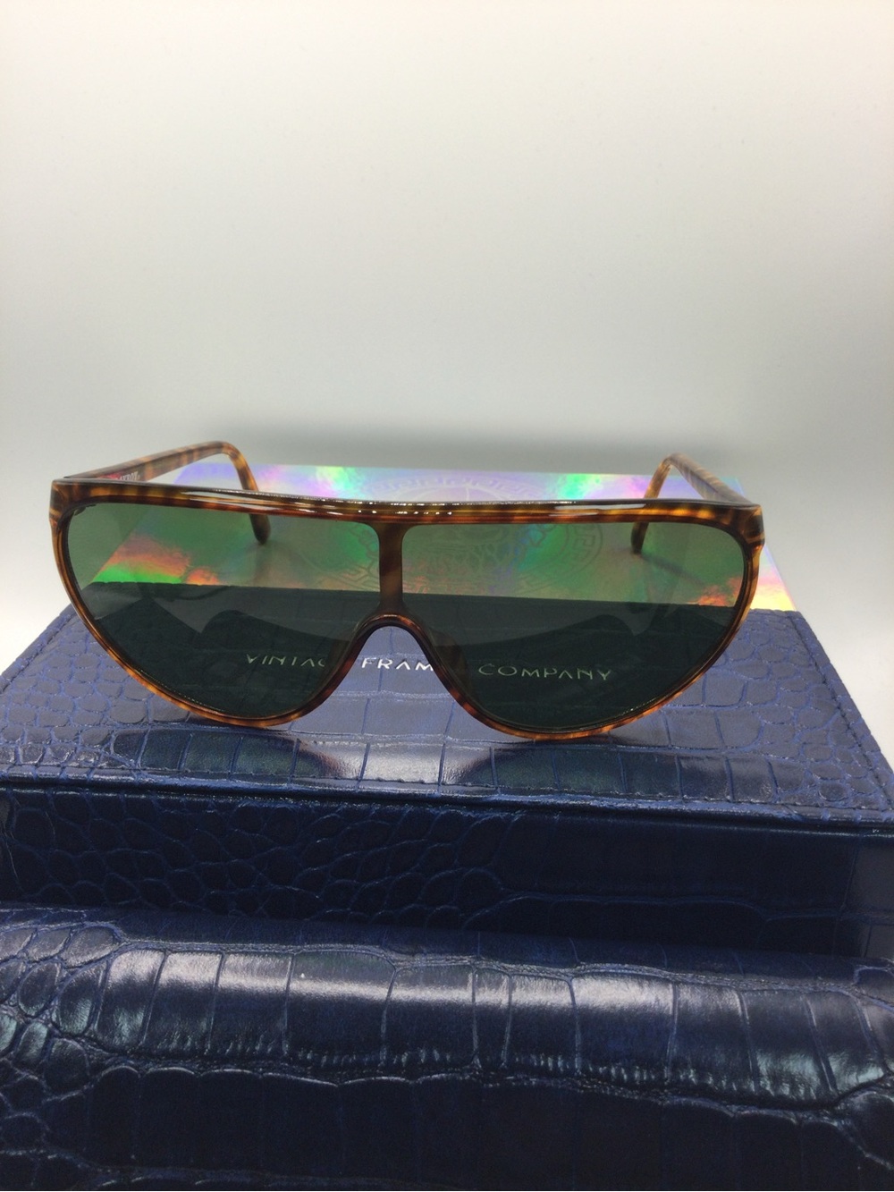Playboy Tortoiseshell Frame Sunglasses with Green Iridescent Lenses